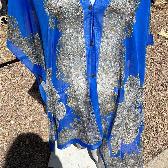 Blue and Silver Paisley Kimono OS Jack & Missy - Picture 6 of 8